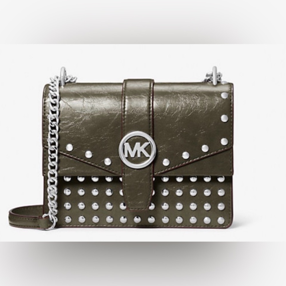 MICHAEL KORS 
Greenwich Small Studded Distressed Crossbody Bag